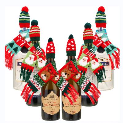 China 2021 Chirstmas Decor Christmas Decoration Party Supplies Printed Sash Wine Bottle Cover for Christmas deco for sale