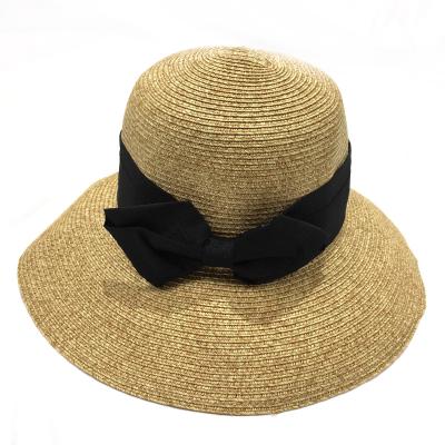 China New Image Women Sunscreen Foldable Summer Sun Hat Beach Spot Hat With Bow for sale