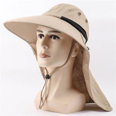 China Striped UPF 50+ Sun Unisex Outdoor Black Fishing Hat With Neck Fin Cover Neck Protection for sale