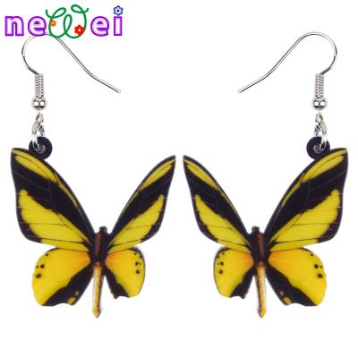 China NEWEI TRENDY Fashion Acrylic Insect Jewelry Ornithoptera Goliath Butterfly Earrings Drop Dangle for Women Girls Charms for sale