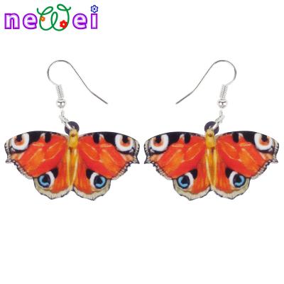 China NEWEI Junonia Almana TRENDY Acrylic Butterfly Earrings Drop To Dangle Insect Fashion Jewelry For Women Girls Novelty Charms for sale