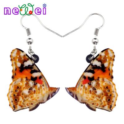 China NEWEI TRENDY Butterfly Acrylic Spotted Earrings Drop To Dangle Insect Fashion Jewelry For Women Girls Novelty Charms for sale