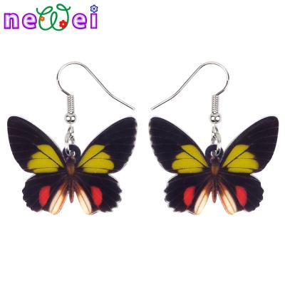 China NEWEI TRENDY Acrylic Butterfly Earrings Insect Floral Drop Dangle Fashion Jewelry For Women Girls Charms for sale