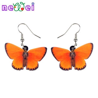 China NEWEI FASHIONABLE Butterfly Acrylic Purple-rimmed copper earrings drop to dangle insect fashion jewelry for women girls charms for sale