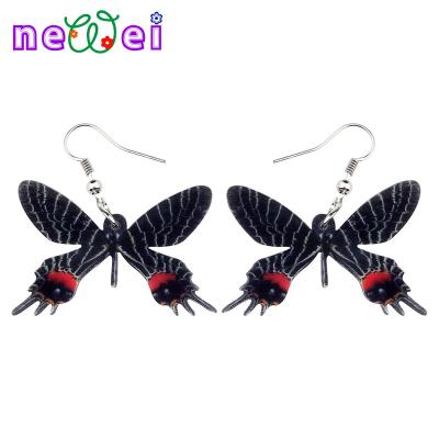 China NEWEI TRENDY Acrylic Black Butterfly Earrings Insect Drop Dangle Fashion Jewelry For Women Girls Charms Gifts for sale