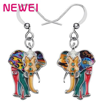 China NEWEI FASHIONABLE Enamel Alloy Metal Jungle Elephant Earrings Gifts Animals Shape Jewelry Women Girls Kids for sale