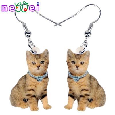 China NEWEI FASHION Cat Kitten Earrings Long Drop Dangle Acrylic Animals Shape Jewelry For Women Girls Charm Gifts for sale