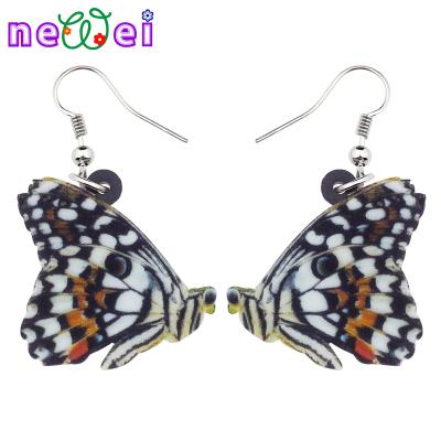 China NEWEI Papilio Demoleus TRENDY Butterfly Acrylic Earrings Drop To Dangle Insect Fashion Jewelry For Women Girls for sale