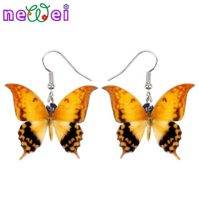 China NEWEI TRENDY Acrylic Yellow Butterfly Earrings Drop To Dangle Insect Fashion Jewelry For Women Girls Charms for sale