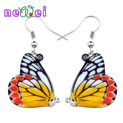 China NEWEI TRENDY Acrylic Yellow Butterfly Earrings Drop To Dangle Insect Fashion Jewelry For Women Girls Novelty Charms for sale