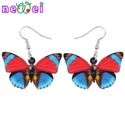 China NEWEI FASHIONABLE Acrylic Novelty Colorful Butterfly Earrings Drop To Dangle Insect Fashion Jewelry For Women Girls for sale