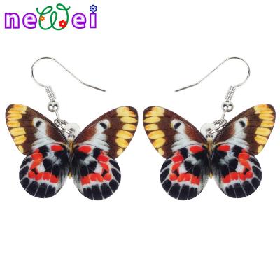 China NEWEI FASHIONABLE Acrylic Novelty Colorful Butterfly Earrings Drop To Dangle Insect Fashion Jewelry For Women Girls for sale