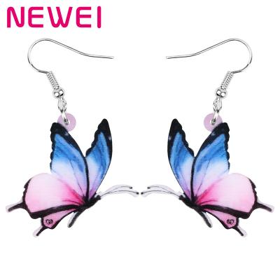 China NEWEI TRENDY Acrylic Purple Butterfly Earrings Insect Fashion Jewelry For Women Girls Novelty Charms Gifts for sale