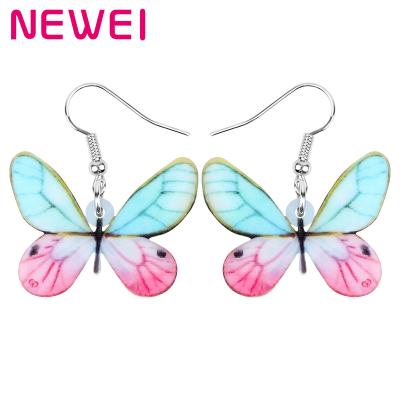 China NEWEI TRENDY Acrylic Butterfly Earrings Drop To Dangle Insect Fashion Jewelry For Women Girls Novelty Charms Gifts for sale