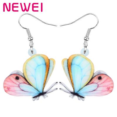 China NEWEI TRENDY Acrylic Butterfly Earrings Insect Drop Dangle Fashion Jewelry For Women Girls Novelty Charms Gifts for sale