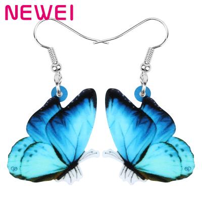 China NEWEI TRENDY Acrylic Novelty Morpho Butterfly Earrings Insect Blue Fashion Jewelry For Women Girls Charm Gifts for sale