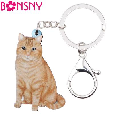 China NEWEI Cat Kitten Keychains Pets Car Purse Cute Acrylic Oily Orange Key Chain Ring Accessories Gifts for sale