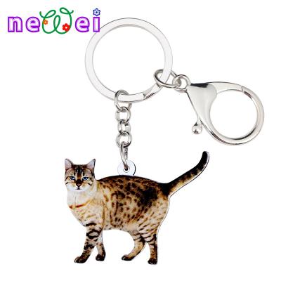 China NEWEI Cute Acrylic Soft Leopard Key Chain Ring Charms Accessories Cat Kitten Keychains Gifts Car Purse for sale