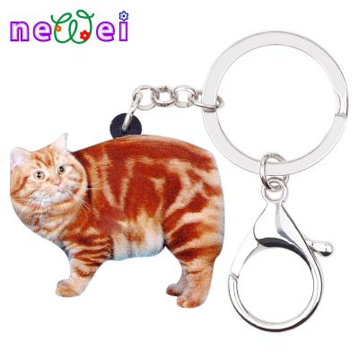 China NEWEI Cat Kitten Keychains Pets Car Purse Cute Acrylic Oily Orange Key Chain Ring Accessories Gifts for sale