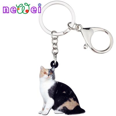 China NEWEI Cute Acrylic Soft Key Chain Ring Charms Accessories Cat Kitten Keychains Gifts Car Purse for sale