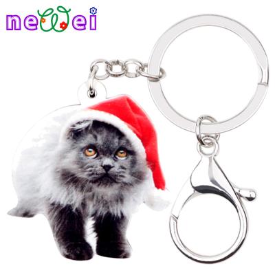 China Black Key Chain Ring Accessories Charms Kitten Cat Keychains Gifts Car Purse Christmas Acrylic Key Chain NEWEI Car Purse for sale