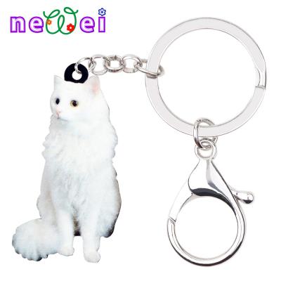 China Key Chain Ring Accessories Cute Acrylic Soft White Purse Charms NEWEI Cat Keychains Gifts Kitten Car for sale