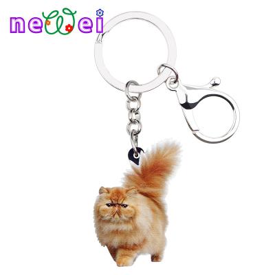 China NEWEI Acrylic Cute Cute Chinchilla Key Chain Ring Accessories Gifts Cat Kitten Keychains Pets Car Purse for sale