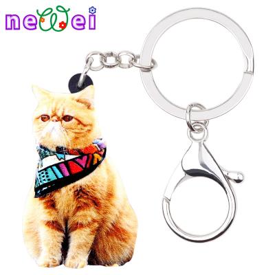 China NEWEI Garfield Cat Kitten Keychains Pets Car Purse Cute Acrylic Orange Key Chain Ring Accessories Gifts for sale