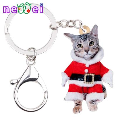 China Acrylic Car Purse Key Chain NEWEI Christmas Candy Fits Key Chain Ring Accessories Cat Kitten Keychains Gifts Car Purse for sale