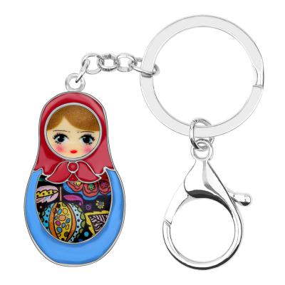 China Key Chain Ring Keychain Keyring Gifts Car Purse Key Chain NEWEI Enamel Alloy Metal Cute Russian Matryoshka Doll Accessories for sale