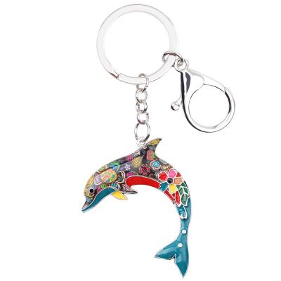 China NEWEi Enamel Metal Alloy Metal Ocean Sea Dolphin Car Purse Key Chain Ring Keychain Keyring Fashion Jewelry For Women for sale