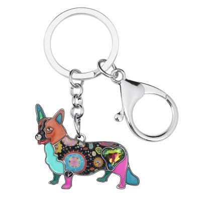 China Key Chain Ring Accessories Pembroke Dog Keychain Keyring Car Welsh Corgi Enamel Alloy Metal Key Chain NEWEI Car Purse for sale