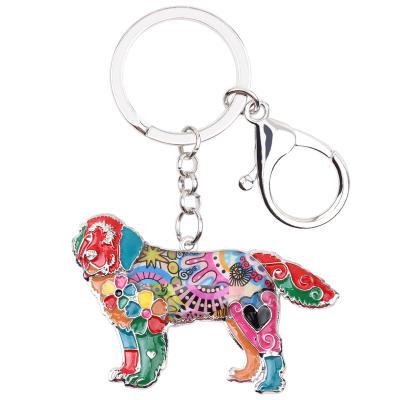 China Car Purse Key Chain NEWEI Enamel Alloy Metal Newfoundland Dog Keychain Keyrings Ring Car Purse Keyrings Gifts Charms for sale