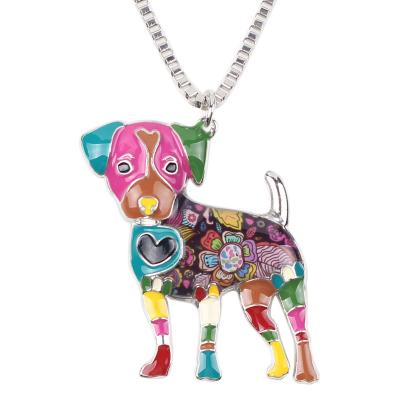 China NEWEI Fashion Cute Enamel Alloy Metal Jewelry Jack Russell Dog Necklace Pendant Chain Charm Gifts for sale