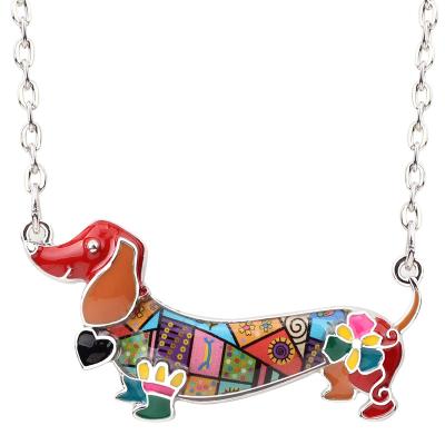 China FASHIONABLE Wholesale Dachshund Dog Necklace Jewelry Metal Alloy Enamel NEWEI Pendant Gifts For Women Girls for sale