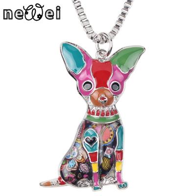 China FASHIONABLE NEWEI Enamel Alloy Metal Women Men Fashion Jewelry Chain Gifts Cute Chihuahua Dog Necklace Pendant for sale