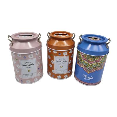 China Tin Money Saving Box EUR Mini Piggy Coin Bank Piggy Bank Milk Box For Kids for sale