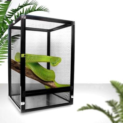 China Breathable High Quality Slivery Black Color Reptiles Cage Aluminum Screen Cage For Small Animals for sale