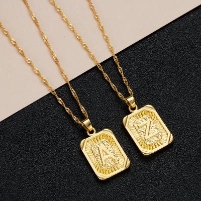 China Custom Vintage Alloy Gold Letter Pendant Necklace 26 English Letter Necklace Woman Christmas Gift Jewelry for sale