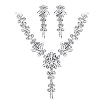 China Environmental Friendly Italian Bridal Jewelry Set Handmade Diamond Necklace 2-Piece Set Anniversary Customized Jewelry Set for sale