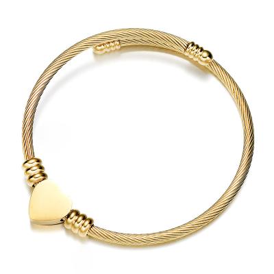 China New Fashion High Quality Adjustable Silver Plated Stainless Steel Bangle Gold Bracelet Love Wedding Bangle Jewelry for sale