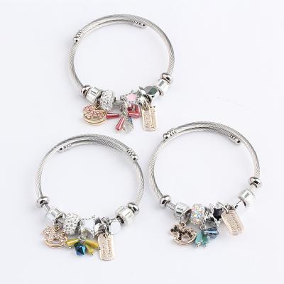 China Creative High Quality DIY Women's Element Multi Crystal Pendant Pony Adjustable Trendy Glass Gold Plated Bracelet for sale