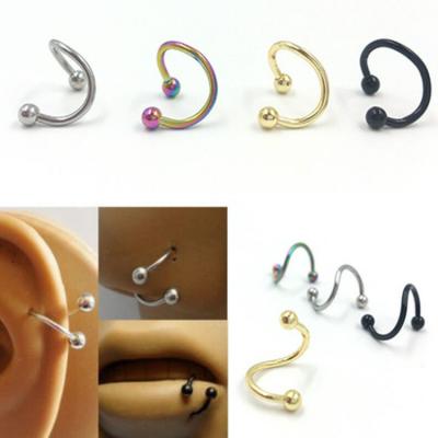 China High Quality Classic Punk Ear Bone Nail Set Spiral S Shape Jewelry Color Lip Ring Ear Nail Body Piercing Wholesale Price for sale