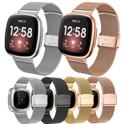 China Stainless steel suitable for fitbit versa3 milanese watch band stainless steel smart watch bands and accessories for sale