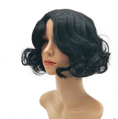 China New Anime Environmental Friendly Cos Short Wig Snow White Black Curly Hair Styling Short Wave Wig Factory Direct Sales for sale