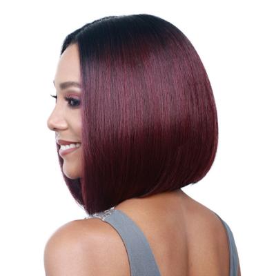 China Wine Red Bobo Short Straight Hair Fashion Women Heat Resistant African Hairpiece High Temperatured Fiber Wigs Wig Sets for sale