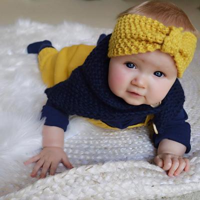 China European and American style winter baby knitted headband baby wool hair accessories butterfly headband for children for sale