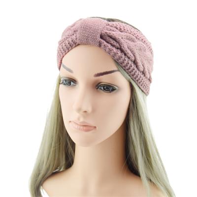 China Fashion Plush Knitted Twist Bow Headband Wool Hair Accessories Headbands Girls Headband for sale