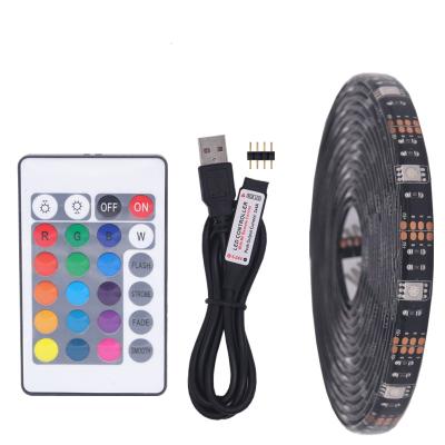 China LANDSCAPE 5V USB Led Strip TV Back Light PC 2M 5050 SMD RGB Light Strip Set LED Strip Kit With 24key Remote Controller Adapter for sale