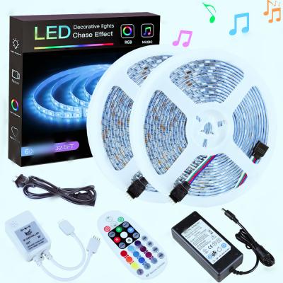 China Garden Dream Color Full Color Smart Led Strip 5050 5M 12V 5V DC Kit Light With 44 Key Remote, RF Receiver And Power Adapter for sale